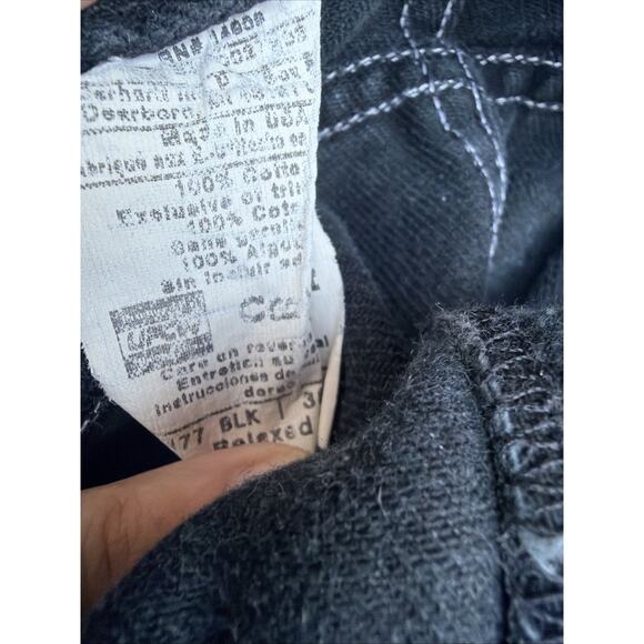 VINTAGE Carhartt Jeans Men 38x36 Black Denim Made USA 90s B177 BLK - Picture 4 of 6